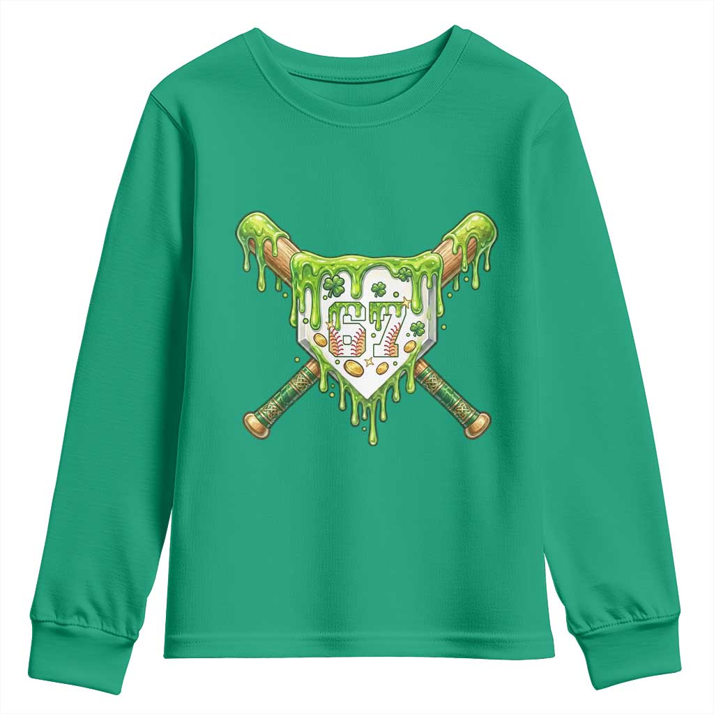 67 St Patricks Day Youth Sweatshirt Funny Six Seven Baseball Sport Party Meme