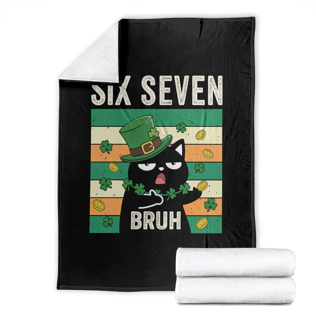 67 Bruh St Patricks Day Throw Blanket Funny Cat Bruh Six Seven Meme