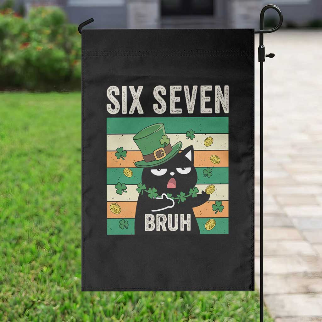 67 Bruh St Patricks Day Garden Flag Funny Cat Bruh Six Seven Meme