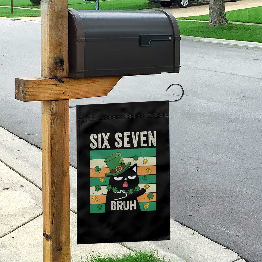 67 Bruh St Patricks Day Garden Flag Funny Cat Bruh Six Seven Meme