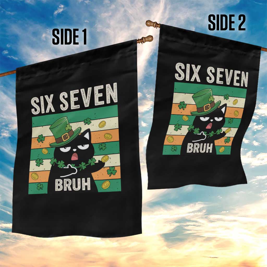67 Bruh St Patricks Day Garden Flag Funny Cat Bruh Six Seven Meme