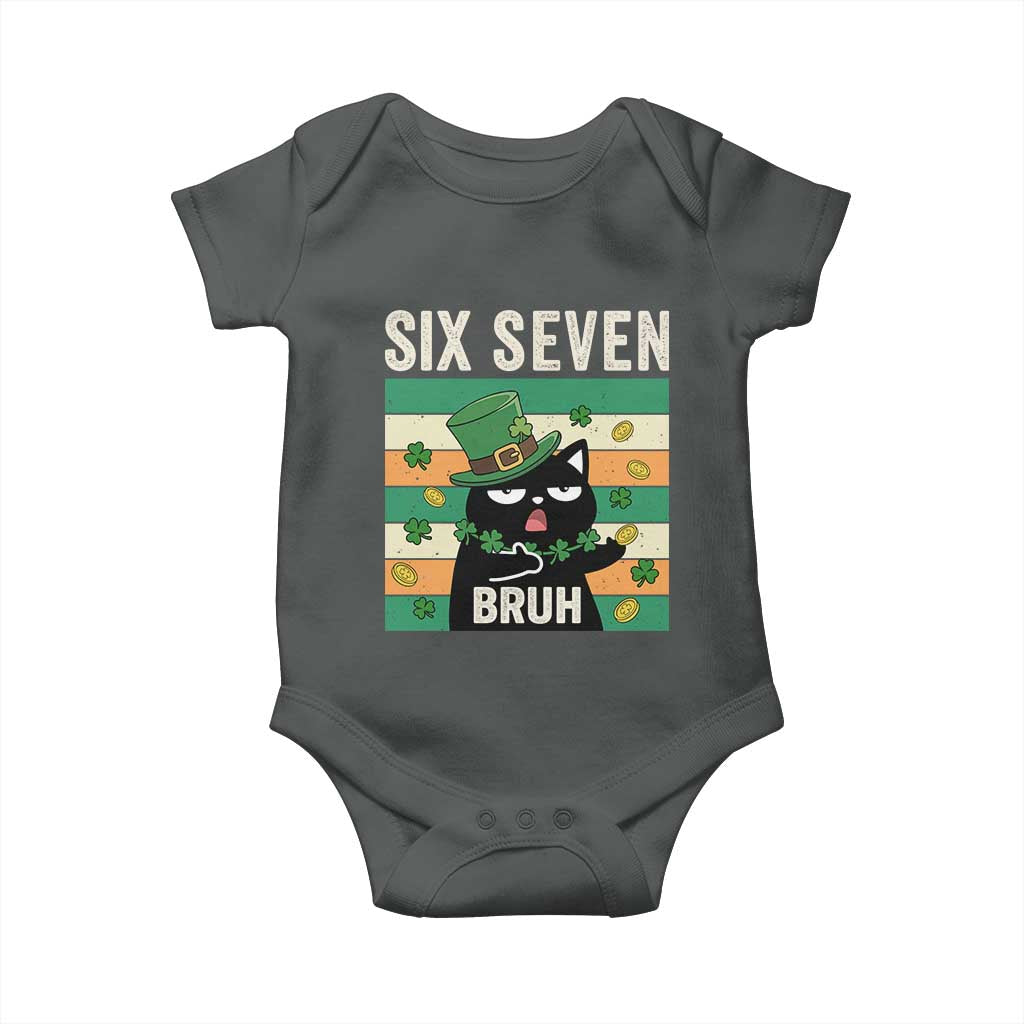 67 Bruh St Patricks Day Baby Onesie Funny Cat Bruh Six Seven Meme
