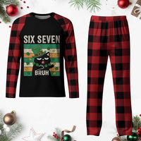 67 Bruh St Patricks Day Plaid Pajama Set Funny Cat Bruh Six Seven Meme