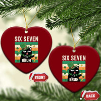 67 Bruh St Patricks Day Ceramic Ornament Funny Cat Bruh Six Seven Meme