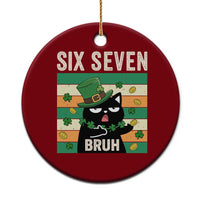 67 Bruh St Patricks Day Ceramic Ornament Funny Cat Bruh Six Seven Meme