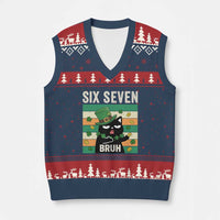 67 Bruh St Patricks Day V-Neck Knit Sweater Vest Funny Cat Bruh Six Seven Meme