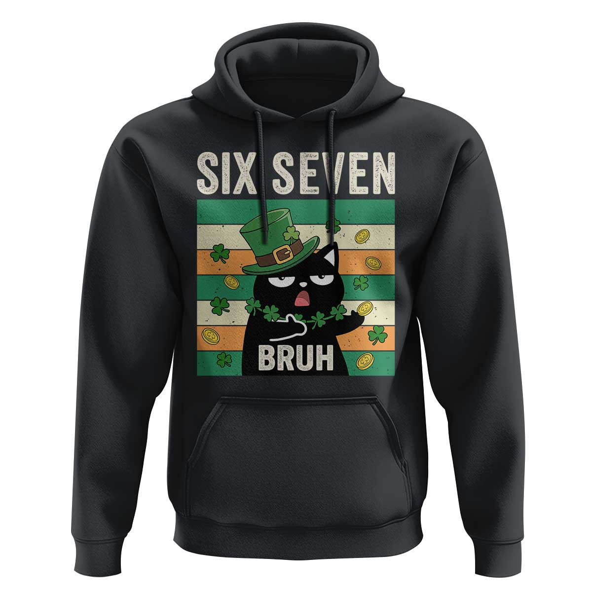 67 Bruh St Patricks Day Hoodie Funny Cat Bruh Six Seven Meme