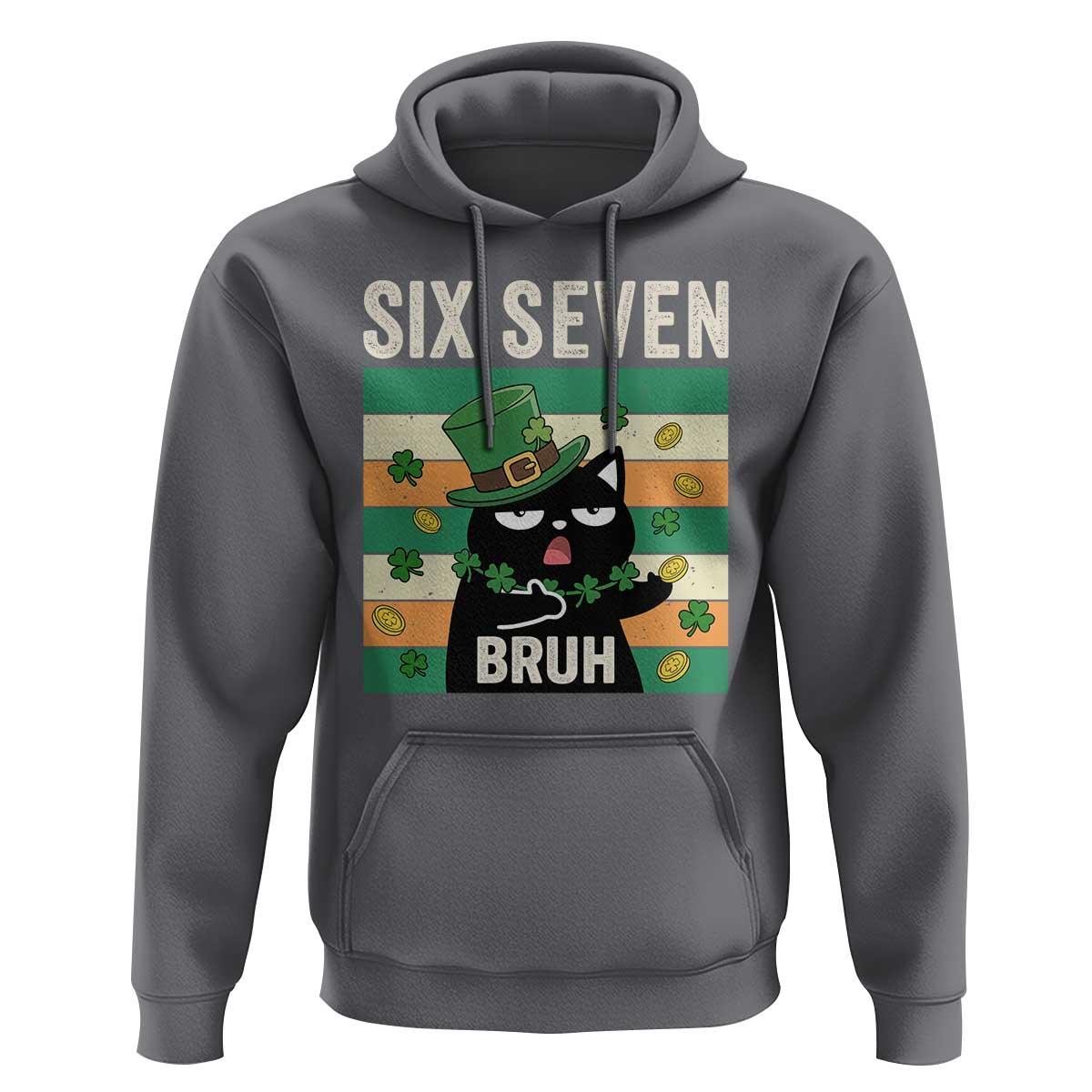 67 Bruh St Patricks Day Hoodie Funny Cat Bruh Six Seven Meme