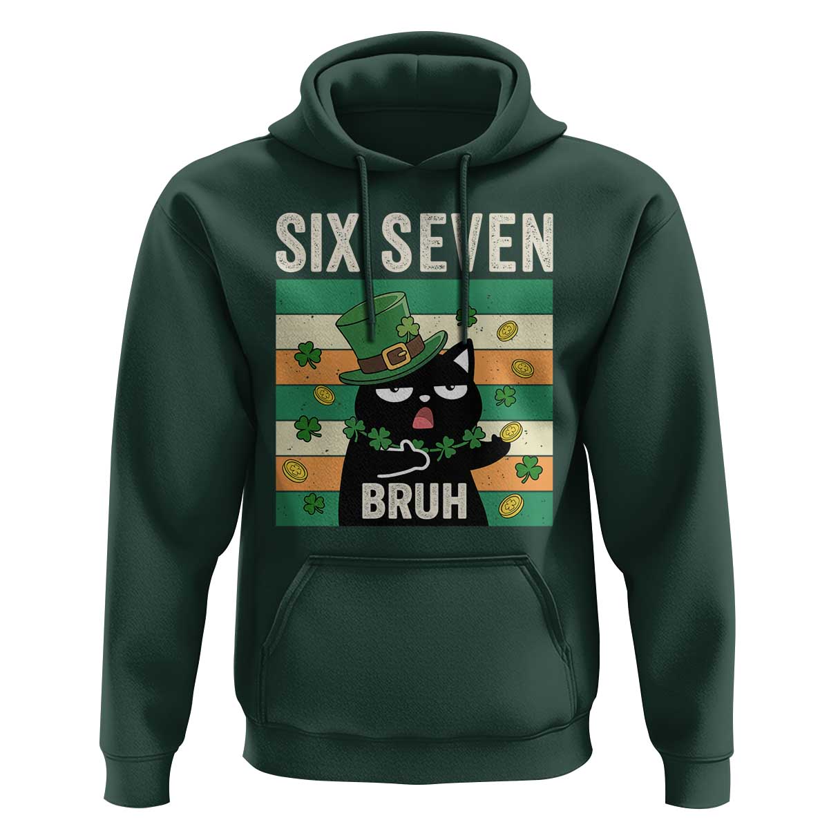 67 Bruh St Patricks Day Hoodie Funny Cat Bruh Six Seven Meme