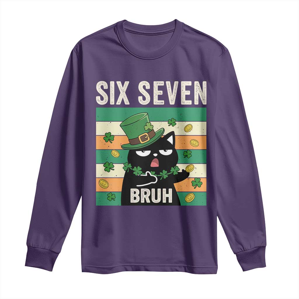 67 Bruh St Patricks Day Long Sleeve Shirt Funny Cat Bruh Six Seven Meme