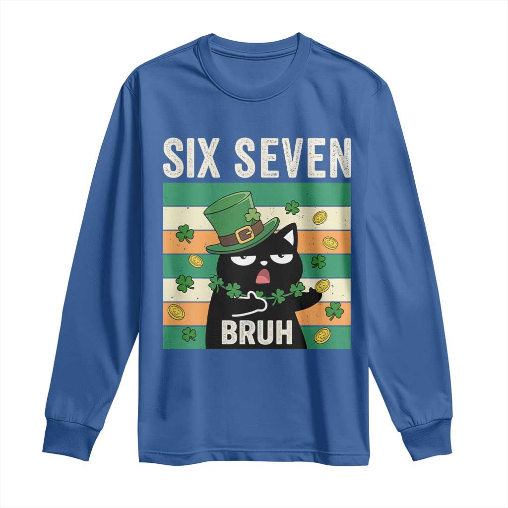 67 Bruh St Patricks Day Long Sleeve Shirt Funny Cat Bruh Six Seven Meme