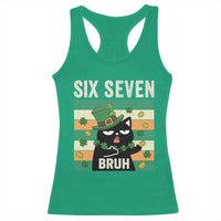 67 Bruh St Patricks Day Racerback Tank Top Funny Cat Bruh Six Seven Meme