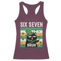 67 Bruh St Patricks Day Racerback Tank Top Funny Cat Bruh Six Seven Meme