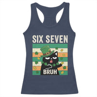 67 Bruh St Patricks Day Racerback Tank Top Funny Cat Bruh Six Seven Meme
