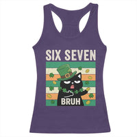 67 Bruh St Patricks Day Racerback Tank Top Funny Cat Bruh Six Seven Meme