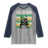 67 Bruh St Patricks Day Raglan Shirt Funny Cat Bruh Six Seven Meme