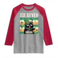 67 Bruh St Patricks Day Raglan Shirt Funny Cat Bruh Six Seven Meme