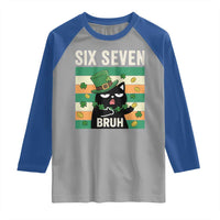 67 Bruh St Patricks Day Raglan Shirt Funny Cat Bruh Six Seven Meme