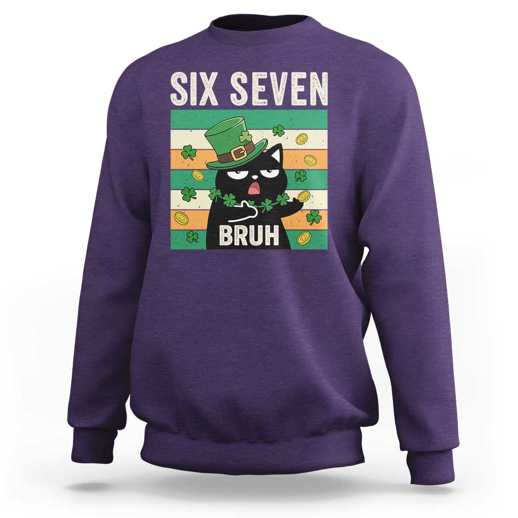 67 Bruh St Patricks Day Sweatshirt Funny Cat Bruh Six Seven Meme