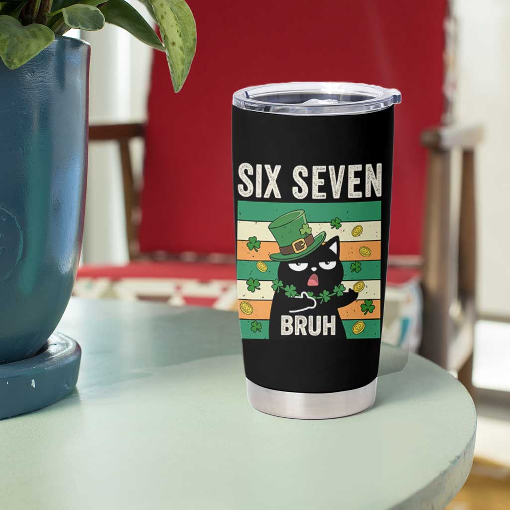 67 Bruh St Patricks Day Tumbler Cup Funny Cat Bruh Six Seven Meme