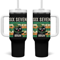 67 Bruh St Patricks Day Tumbler With Handle Funny Cat Bruh Six Seven Meme