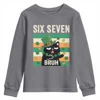 67 Bruh St Patricks Day Youth Sweatshirt Funny Cat Bruh Six Seven Meme