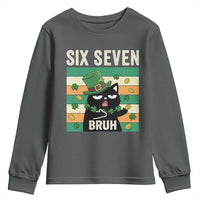 67 Bruh St Patricks Day Youth Sweatshirt Funny Cat Bruh Six Seven Meme