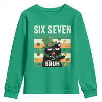 67 Bruh St Patricks Day Youth Sweatshirt Funny Cat Bruh Six Seven Meme