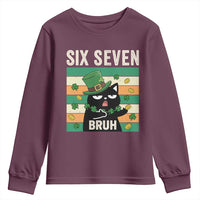 67 Bruh St Patricks Day Youth Sweatshirt Funny Cat Bruh Six Seven Meme