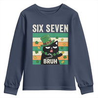 67 Bruh St Patricks Day Youth Sweatshirt Funny Cat Bruh Six Seven Meme