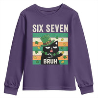 67 Bruh St Patricks Day Youth Sweatshirt Funny Cat Bruh Six Seven Meme