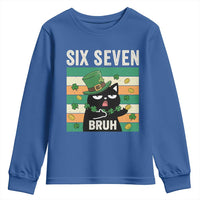 67 Bruh St Patricks Day Youth Sweatshirt Funny Cat Bruh Six Seven Meme