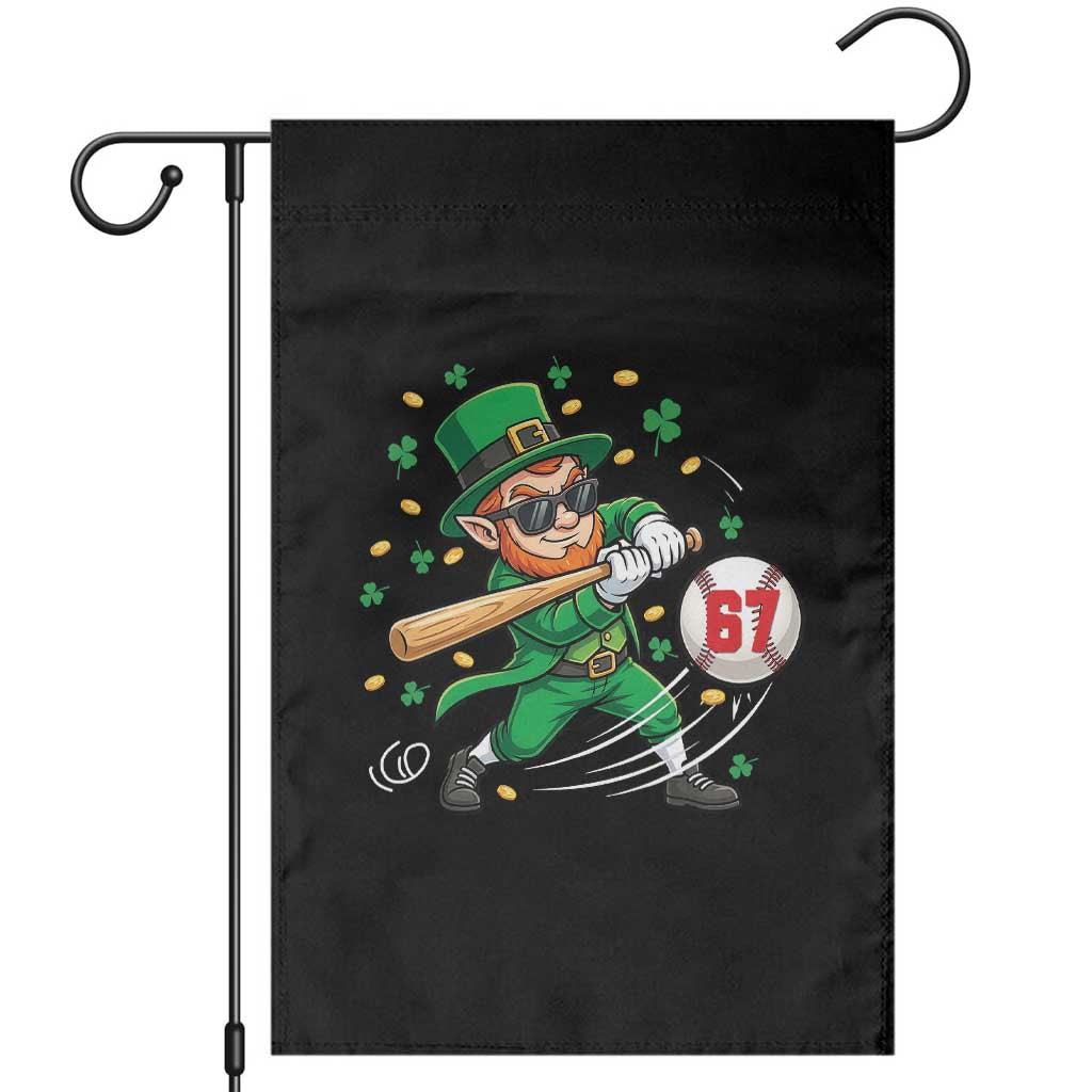 67 St Patricks Day Garden Flag Funny Six Seven Leprechaun Playing Baseball Meme