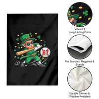 67 St Patricks Day Garden Flag Funny Six Seven Leprechaun Playing Baseball Meme
