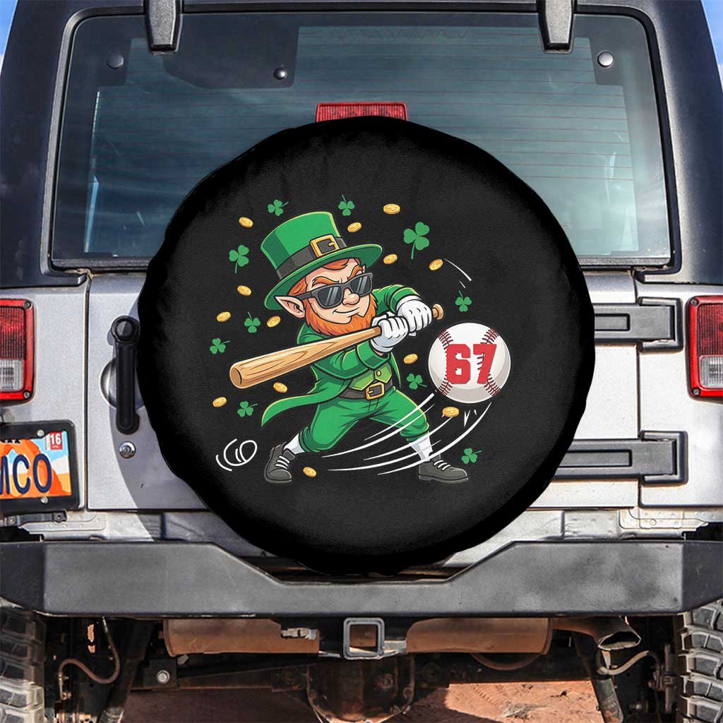 67 St Patricks Day Spare Tire Cover Funny Six Seven Leprechaun Playing Baseball Meme
