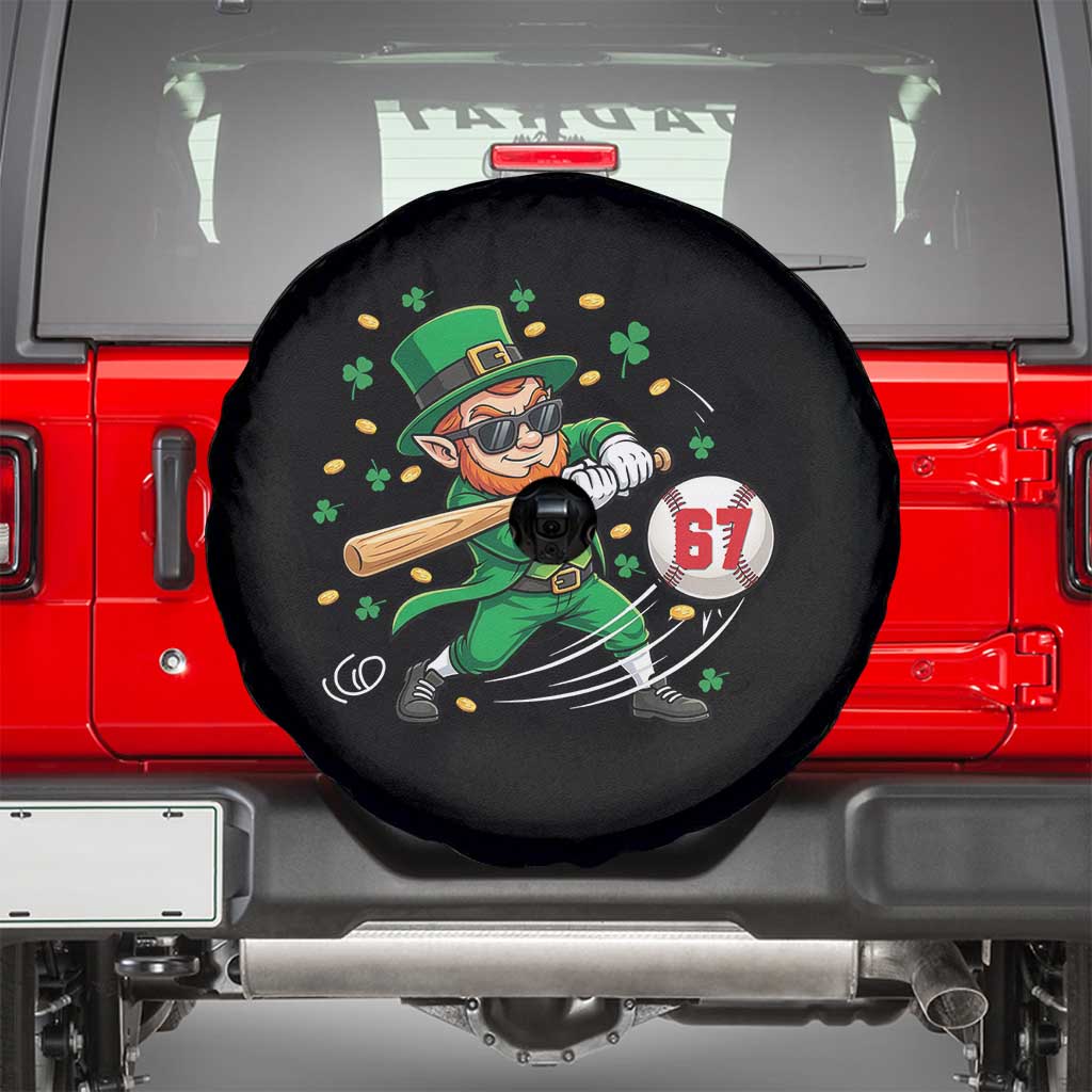 67 St Patricks Day Spare Tire Cover Funny Six Seven Leprechaun Playing Baseball Meme