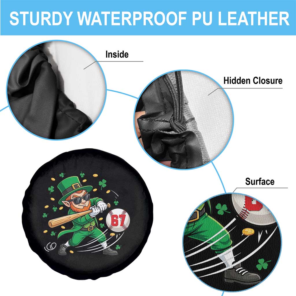 67 St Patricks Day Spare Tire Cover Funny Six Seven Leprechaun Playing Baseball Meme