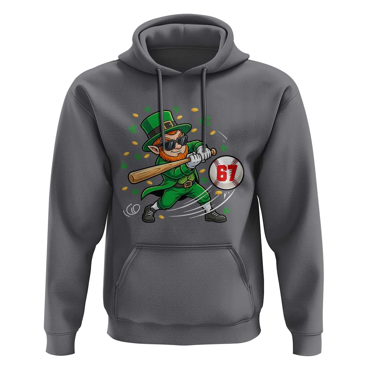 67 St Patricks Day Hoodie Funny Six Seven Leprechaun Playing Baseball Meme