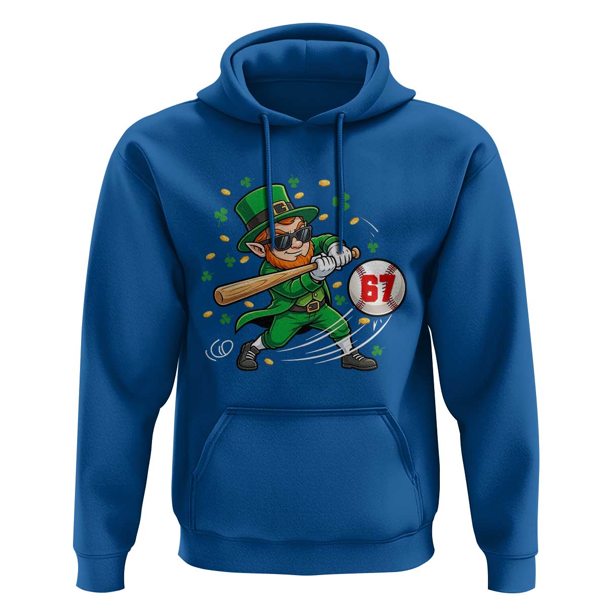 67 St Patricks Day Hoodie Funny Six Seven Leprechaun Playing Baseball Meme