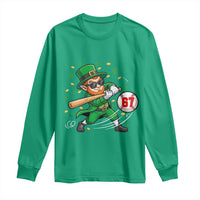 67 St Patricks Day Long Sleeve Shirt Funny Six Seven Leprechaun Playing Baseball Meme
