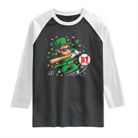 67 St Patricks Day Raglan Shirt Funny Six Seven Leprechaun Playing Baseball Meme