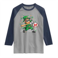 67 St Patricks Day Raglan Shirt Funny Six Seven Leprechaun Playing Baseball Meme