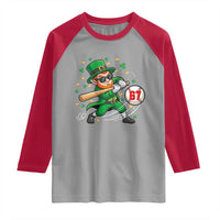 67 St Patricks Day Raglan Shirt Funny Six Seven Leprechaun Playing Baseball Meme