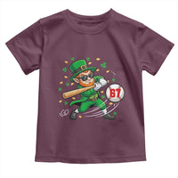 67 St Patricks Day Toddler T Shirt Funny Six Seven Leprechaun Playing Baseball Meme