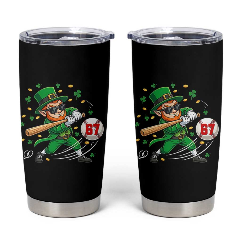 67 St Patricks Day Tumbler Cup Funny Six Seven Leprechaun Playing Baseball Meme