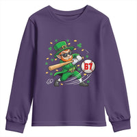 67 St Patricks Day Youth Sweatshirt Funny Six Seven Leprechaun Playing Baseball Meme
