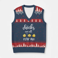Chicks Are All Over Me V-Neck Knit Sweater Vest Funny Easter Kids