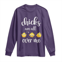 Chicks Are All Over Me Long Sleeve Shirt Funny Easter Kids