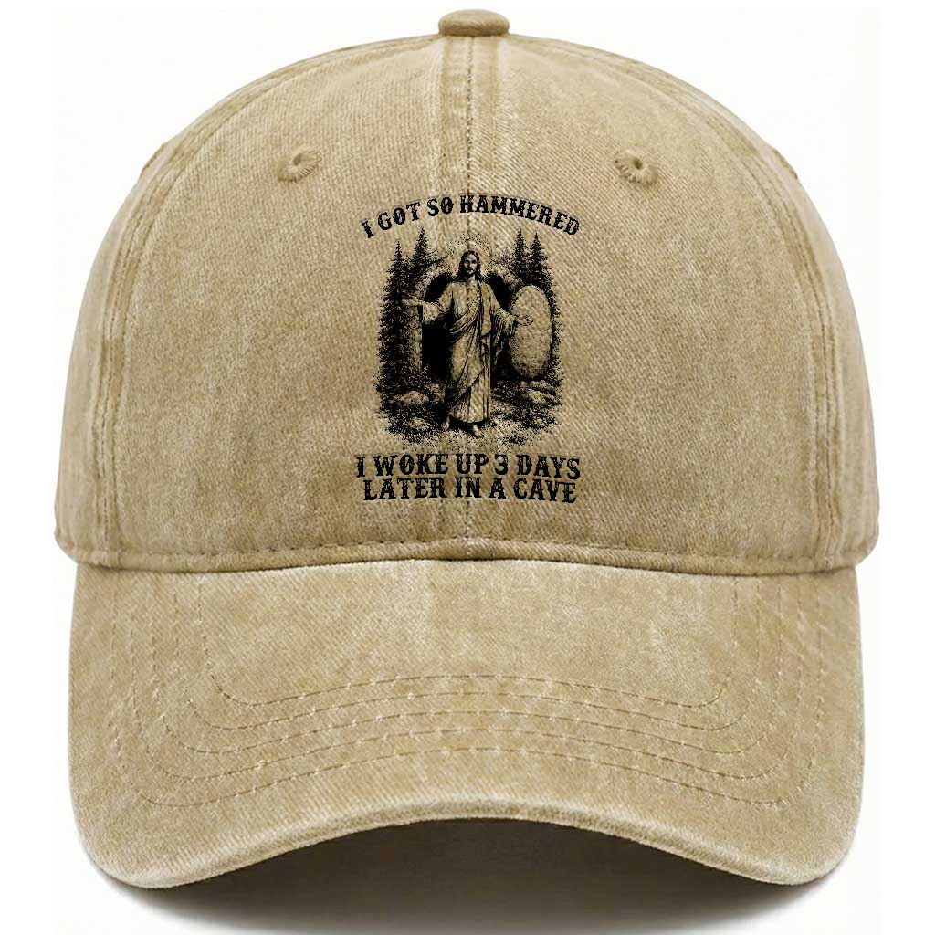 Christian Easter Jesus Washed Cotton Baseball Cap I Got So Hammered Woke Up 3 Days