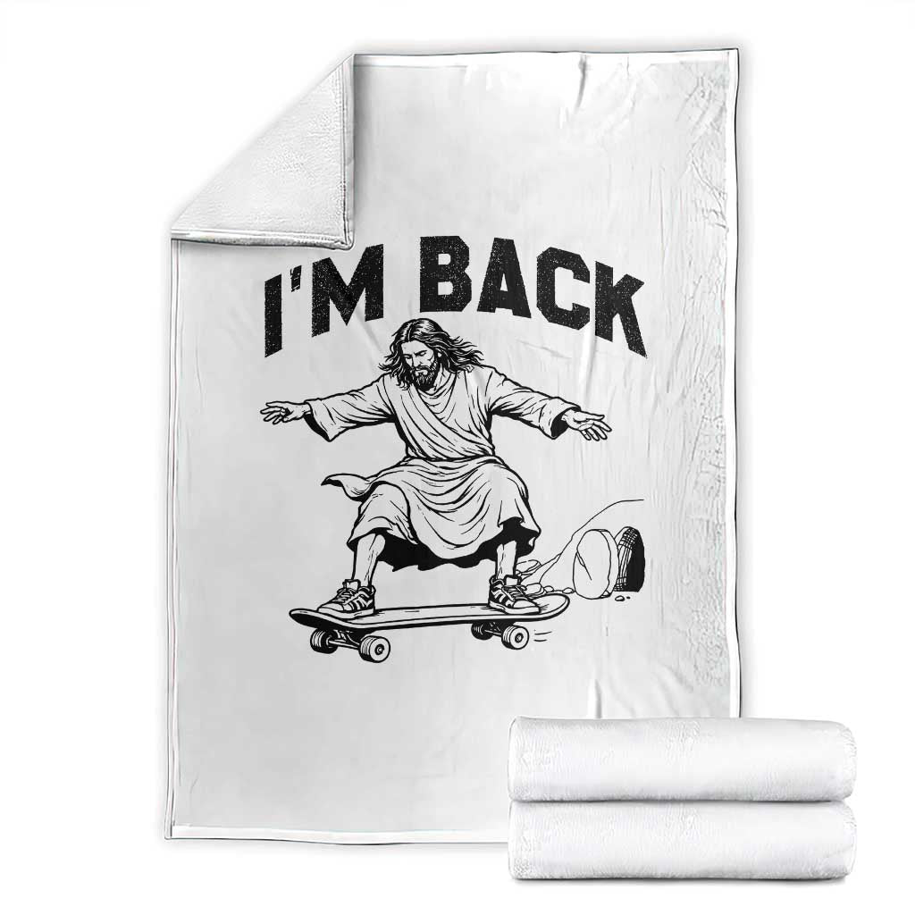 Christian Easter Throw Blanket Funny Skateboard Jesus I am Back